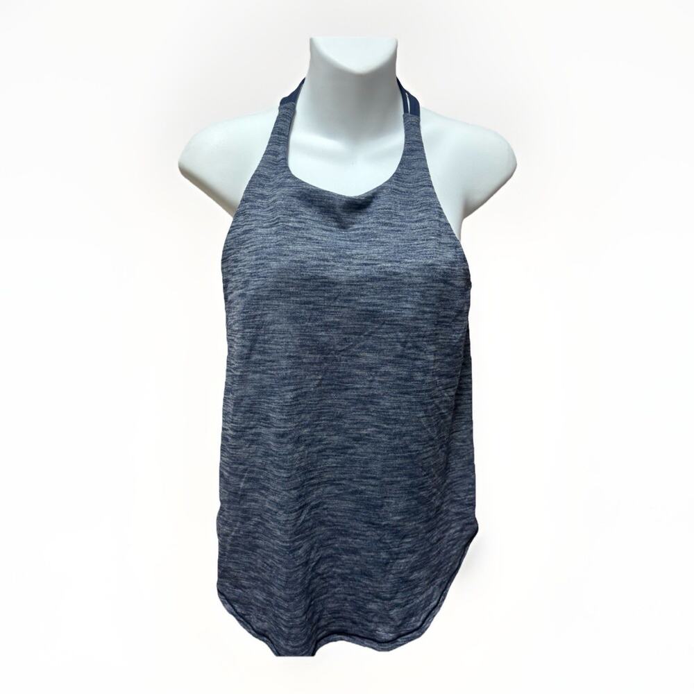 Lululemon Womens Tank Top Size 8 Blue Built In Bra Strappy Back Yoga Cami